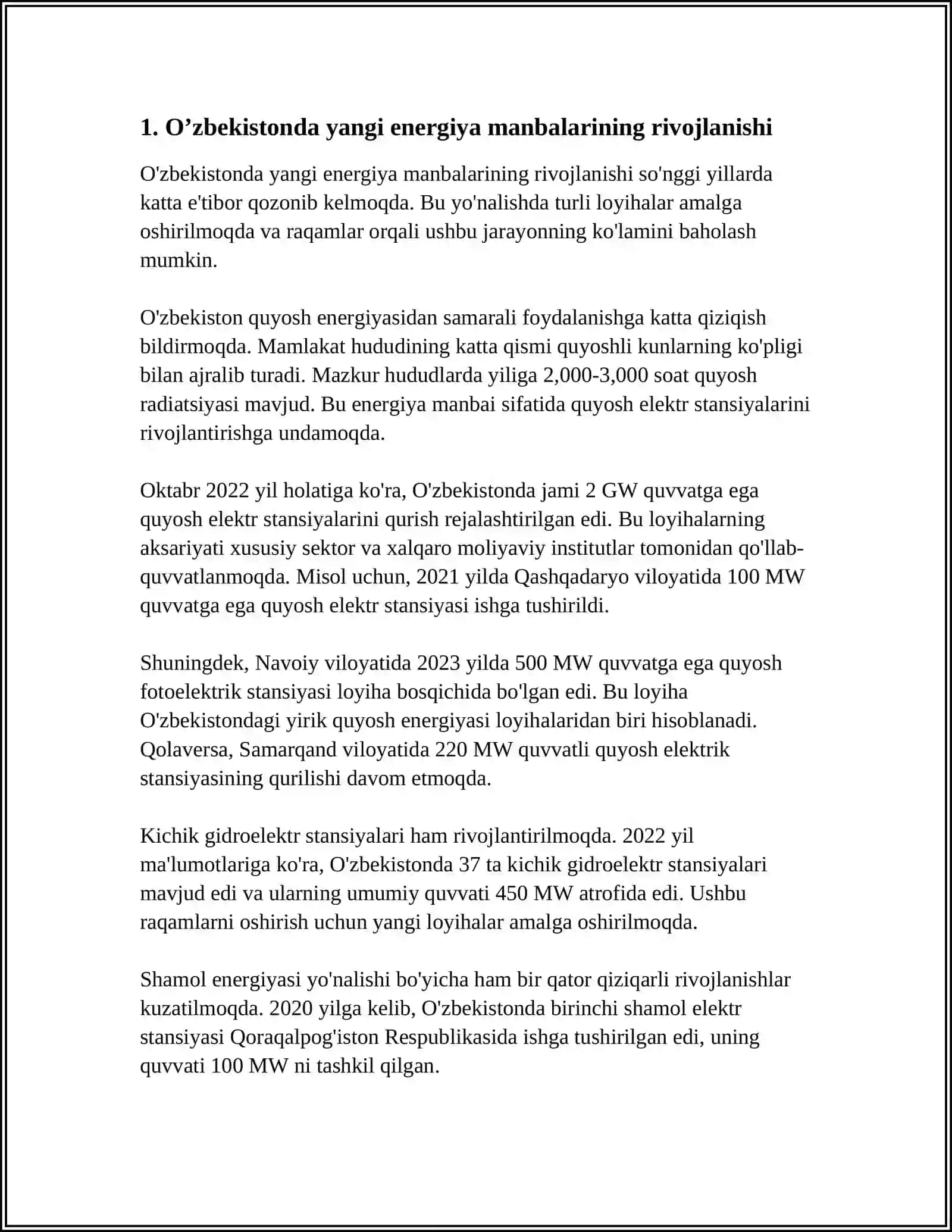 O'ZBEKISTONDA VA JAHONDA ENERGETIKANING RIVOJI 3