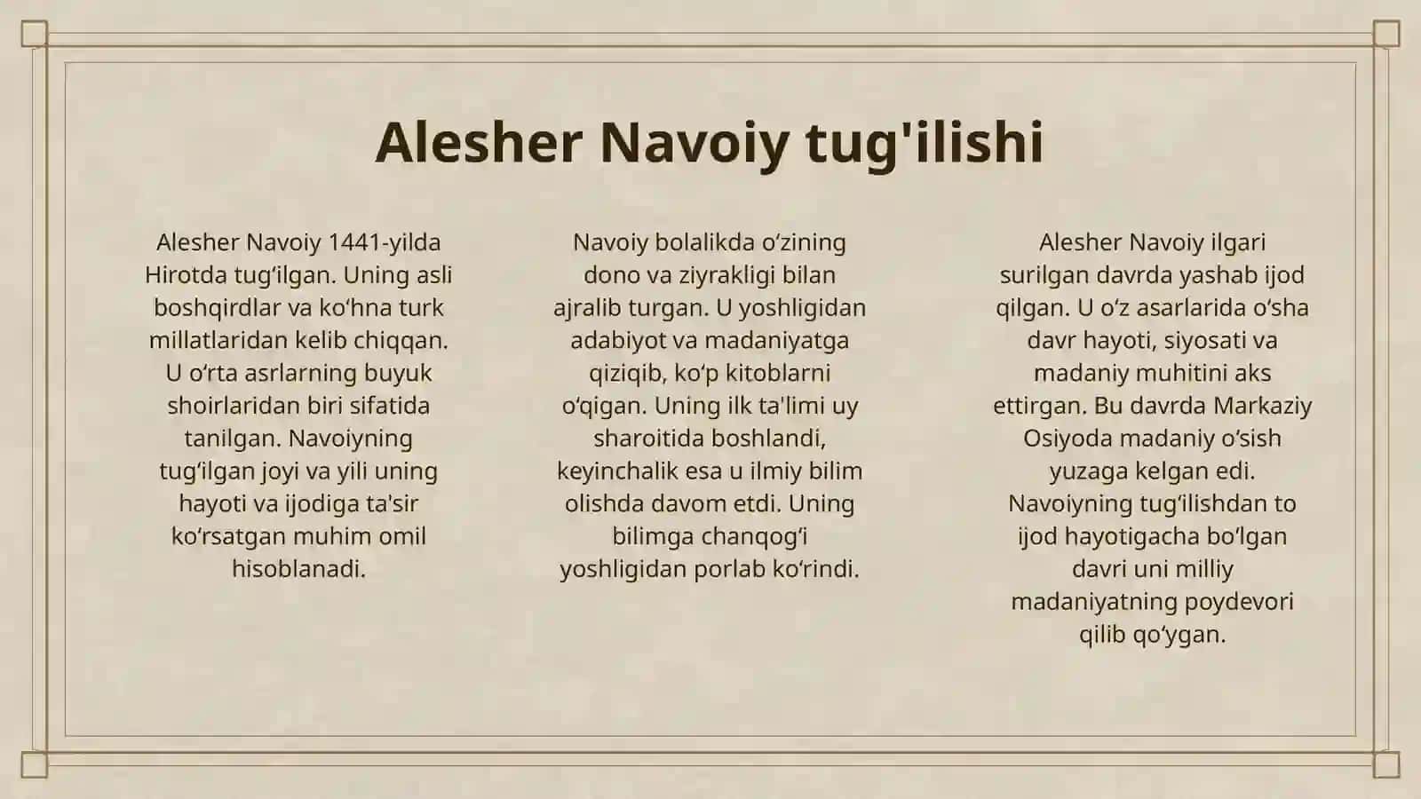ALESHER NAVOIY VA ZAHIRIDDIN MUHAMMAD BOBURNING HAYOTI VA IJODI 3