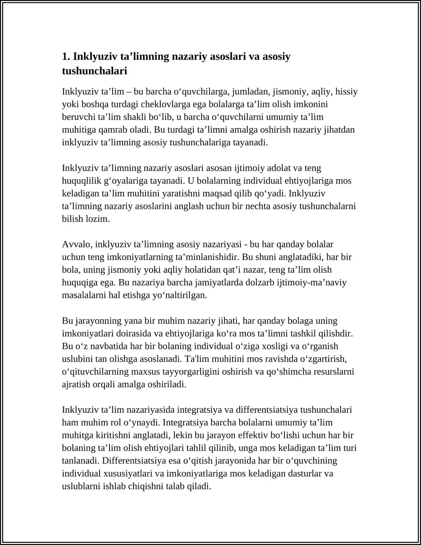 INKLYUZIV TA’LIMNING METODOLOGIK VA NAZARIY ASOSLARI 3