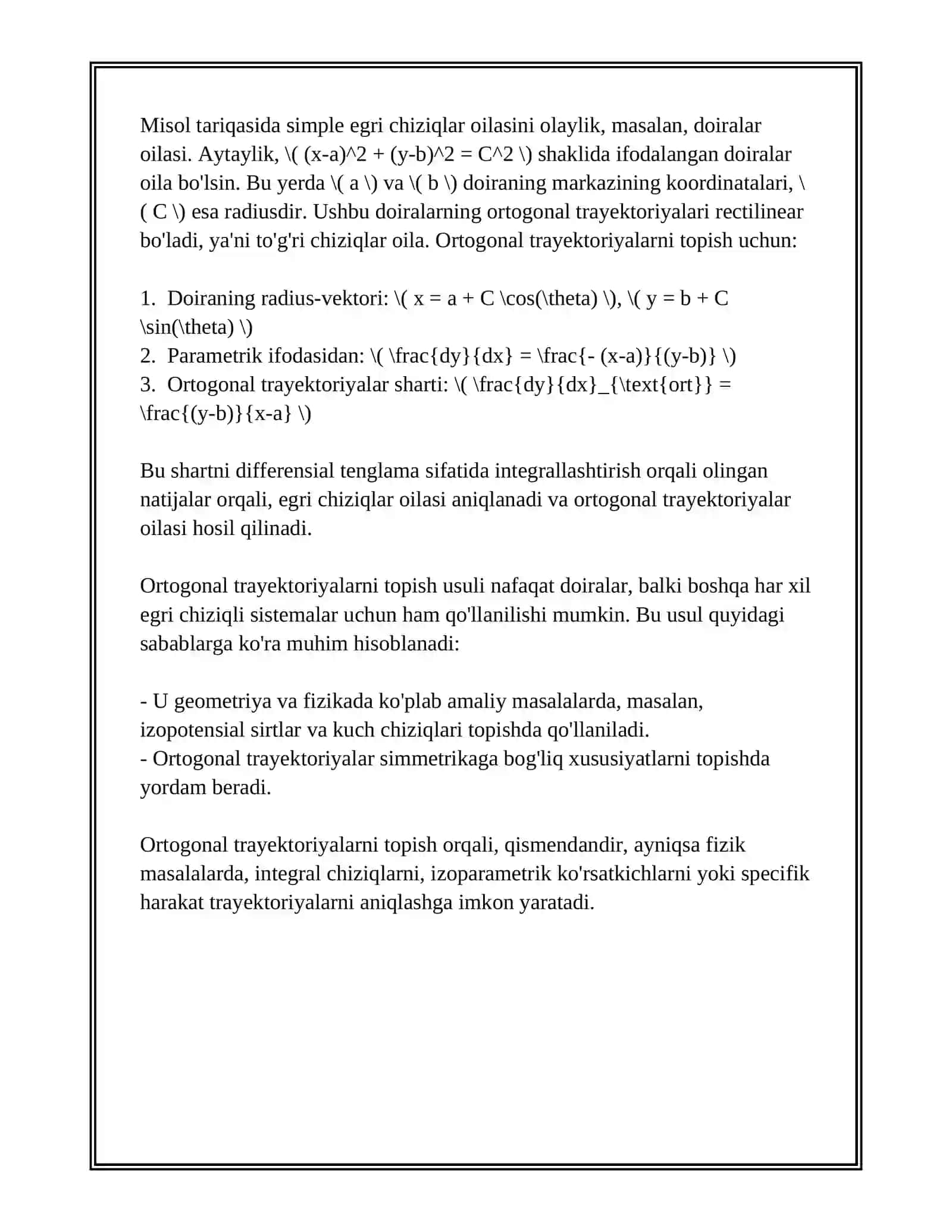 DIFFERENSIAL TENGLAMAGA KELTIRILADIGAN GEOMETRIK MASALALAR 3