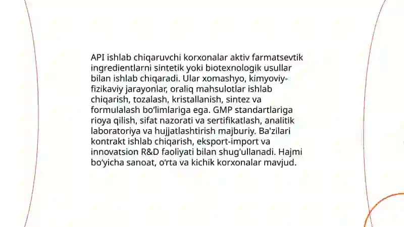 Farmatsevtik ishlab chiqarishda faoliyat koʻrsatadigan korxonalar va ularning turlari 3
