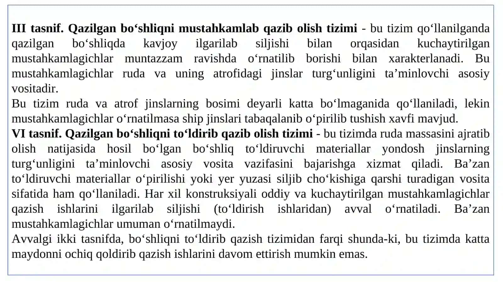 15-Mavzu Qazish tizimining tasnifi 3