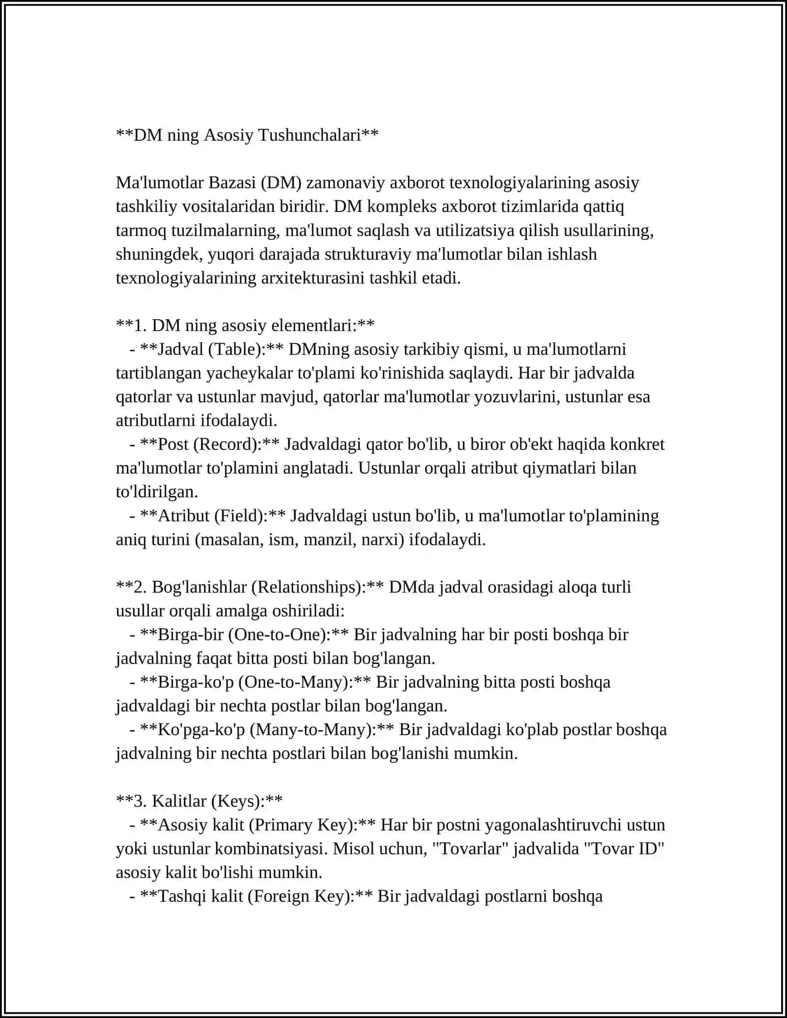 DM NING SPORADIK TIZMLARIDA TS GURUHLI KANALLARIDAN FOYDALANISH TAMOYILLARI VA ALGORITMI 3