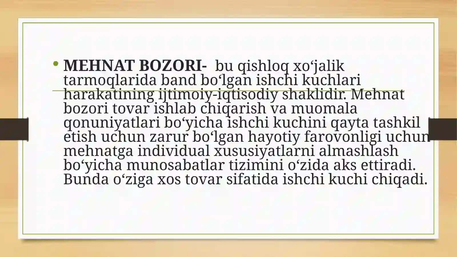 MEHNAT BOZORI, KORXONOLARIDA MEHNAT RESURSLARIDAN FOYDALANISH 3