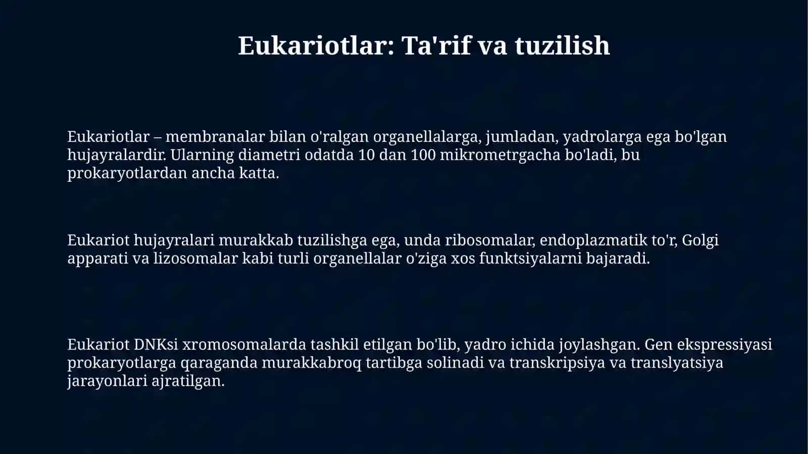 Eukariotlar va ularning kelib chiqishitõğrisidaginazariyasi 3