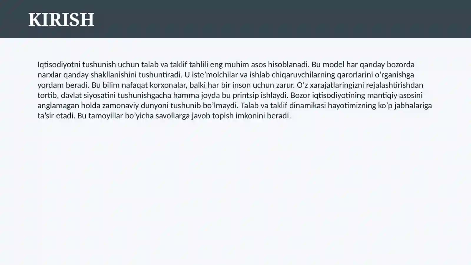 TALAB VA TAKLIF TAHLILI ASOSLARI 3