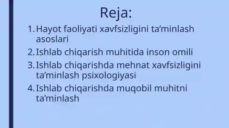Ishlab chiqarishda mehnat xavfsizligini ta’minlash psixologiyasi 3