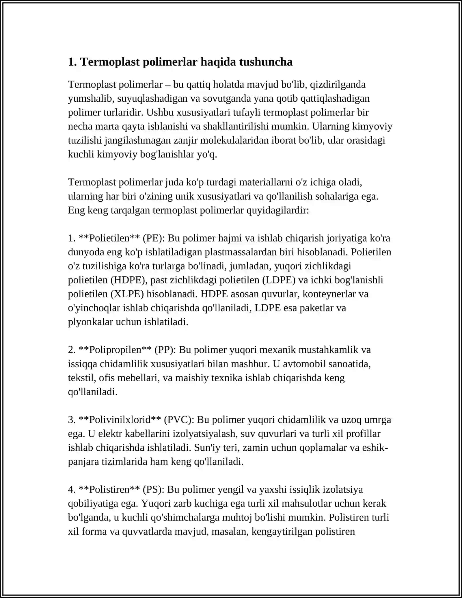 TERMOPLAST VA TERMOREAKTIV POLIMERLAR 3