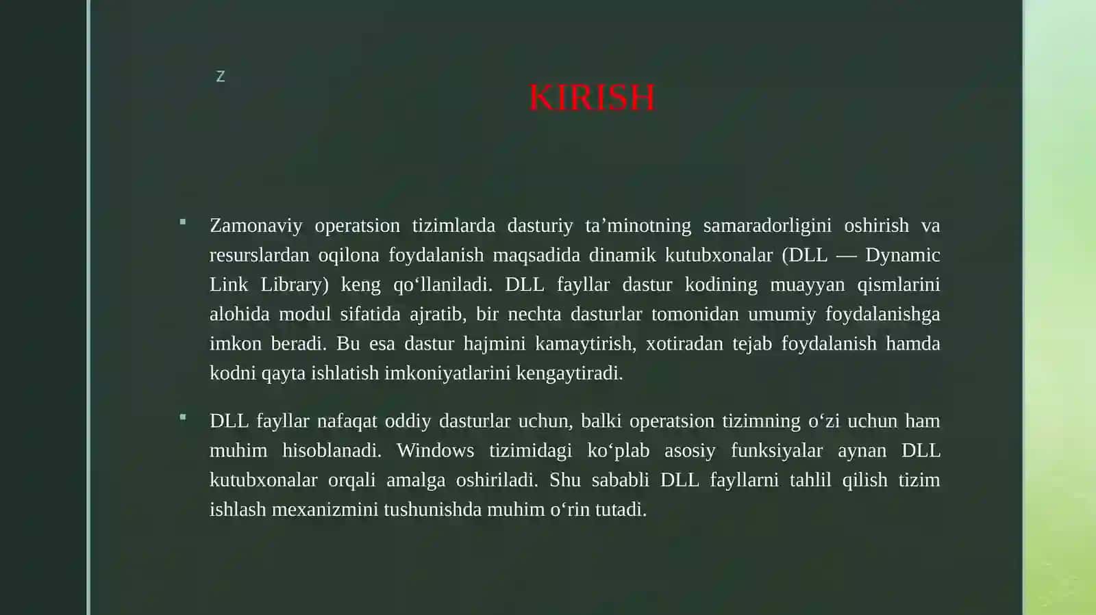 Dinamik kutubxonalarni (DLL) statik tahlil qilish va ularning bog'lanishlarini aniqlash. 3