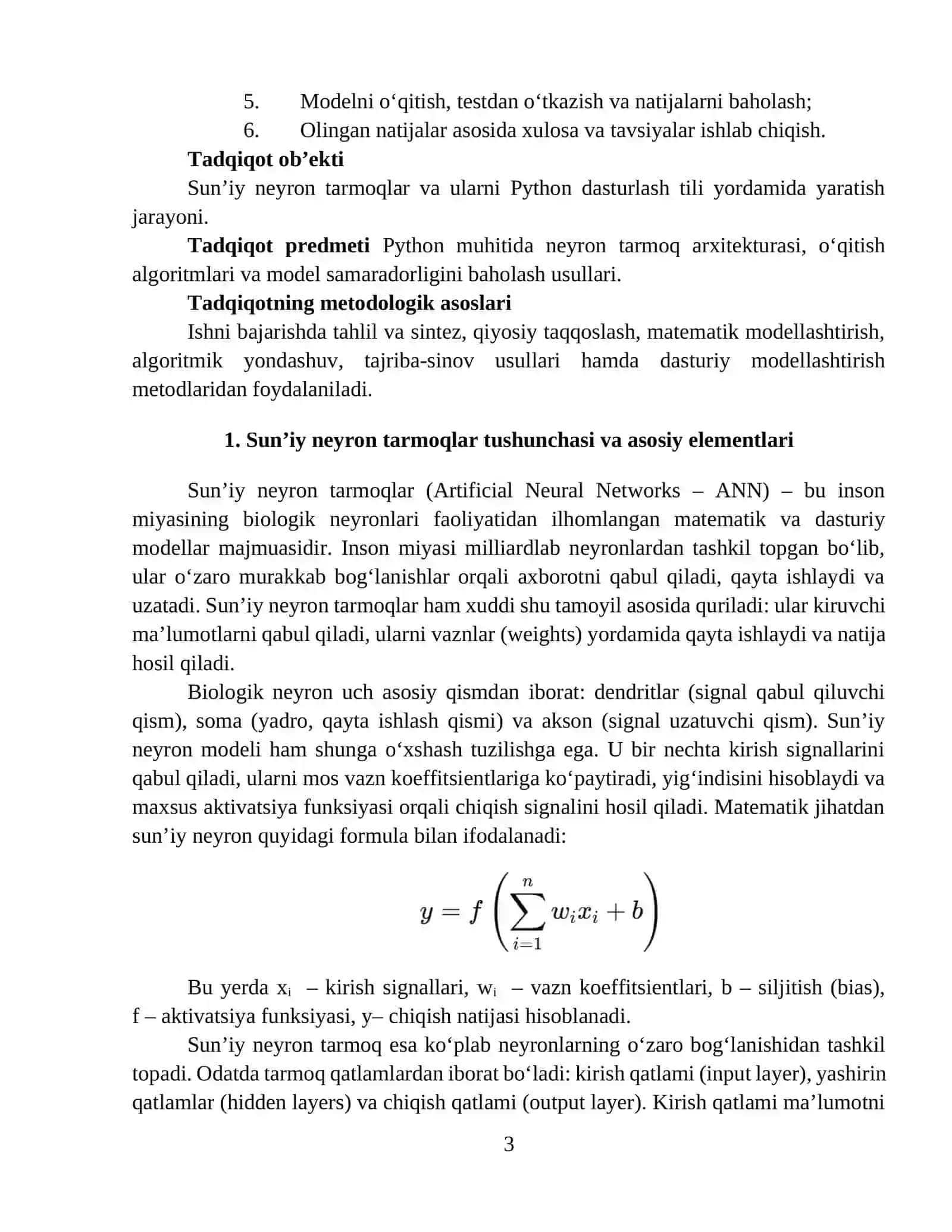 Python dasturlash tilida sun’iy neyron tarmoq yaratish 3