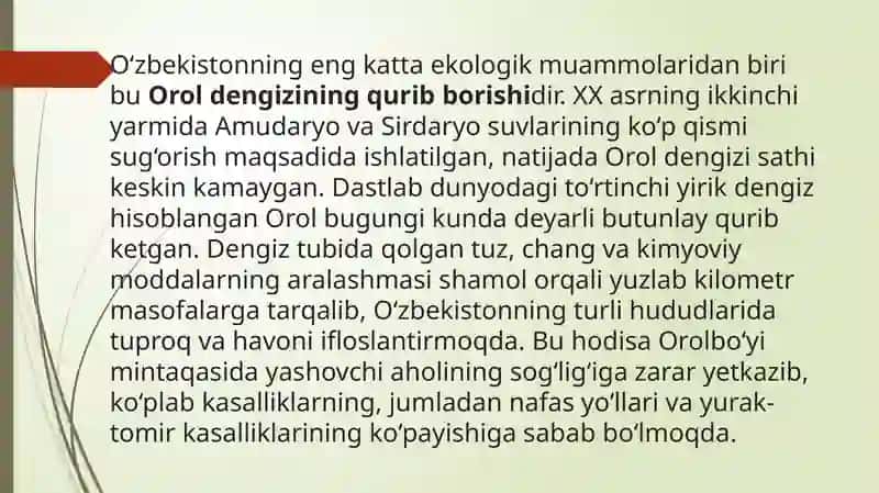 O‘zbekiston Respublikasining ekologik muammolari 3