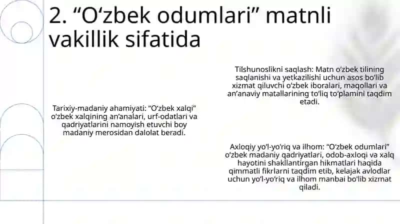 Milliy Qadriyatlar – Millat Iftixori. “O‘Zbek Udumlari” Matni. O’zbek Tilida So’Z Yasalishi. 3