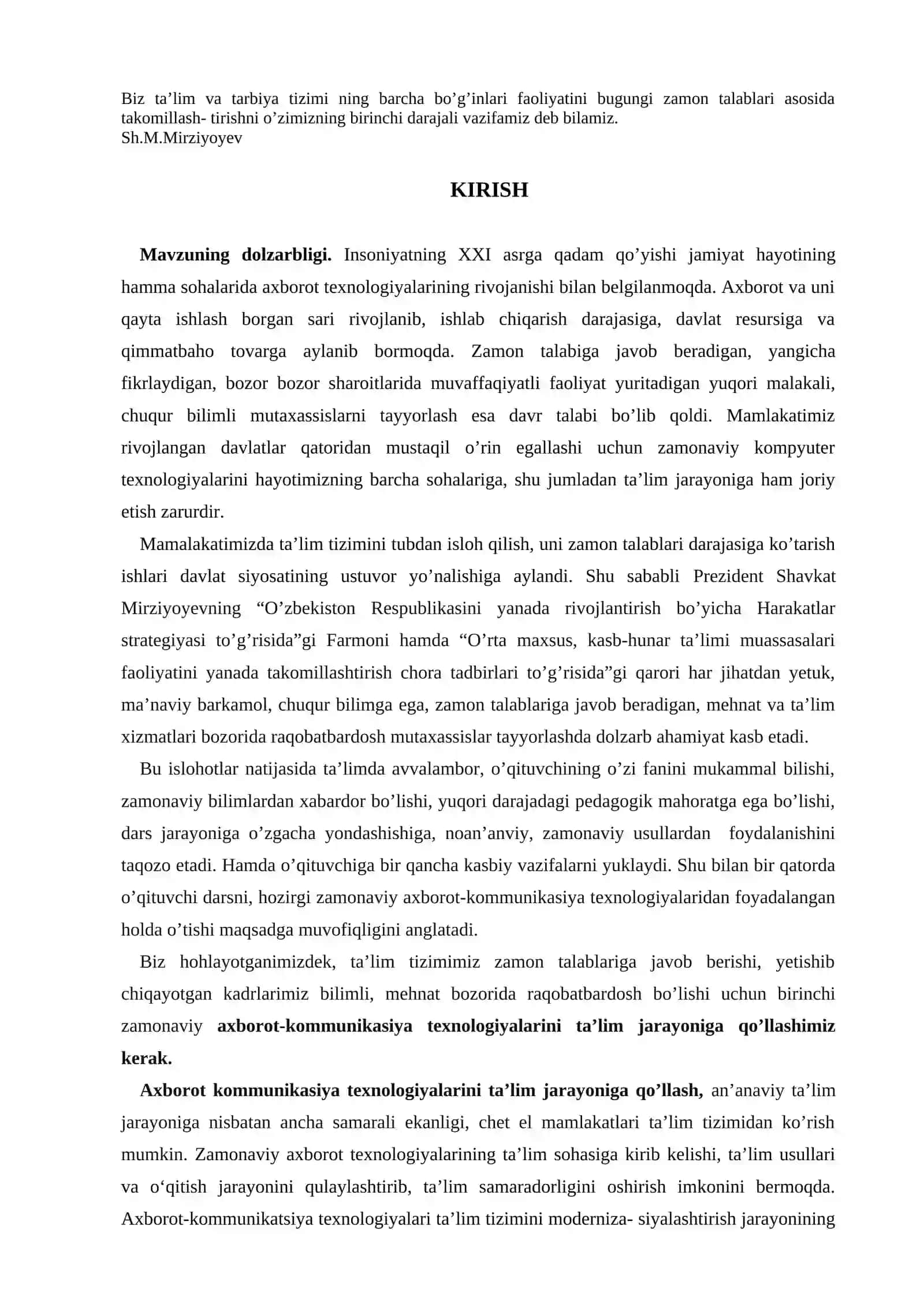 Axborot-kommunikasiya texnologiyalarini ta’lim jarayonida qo’llash 3