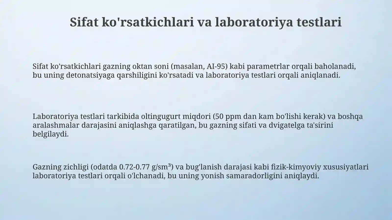 Gaz markasi sifatini baholash 3