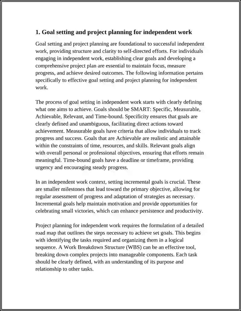 Goal setting and project planning for independent work 3