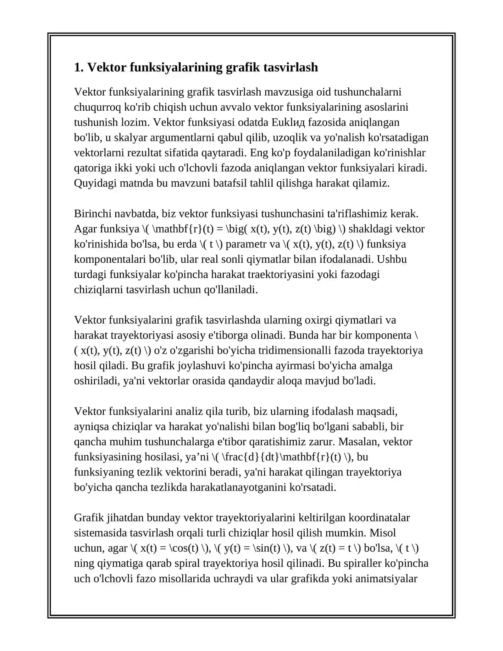 VEKTOR FUNKSIYALARINING KOMPYUTER GRAFIKASIDAGI TATBIQI 3