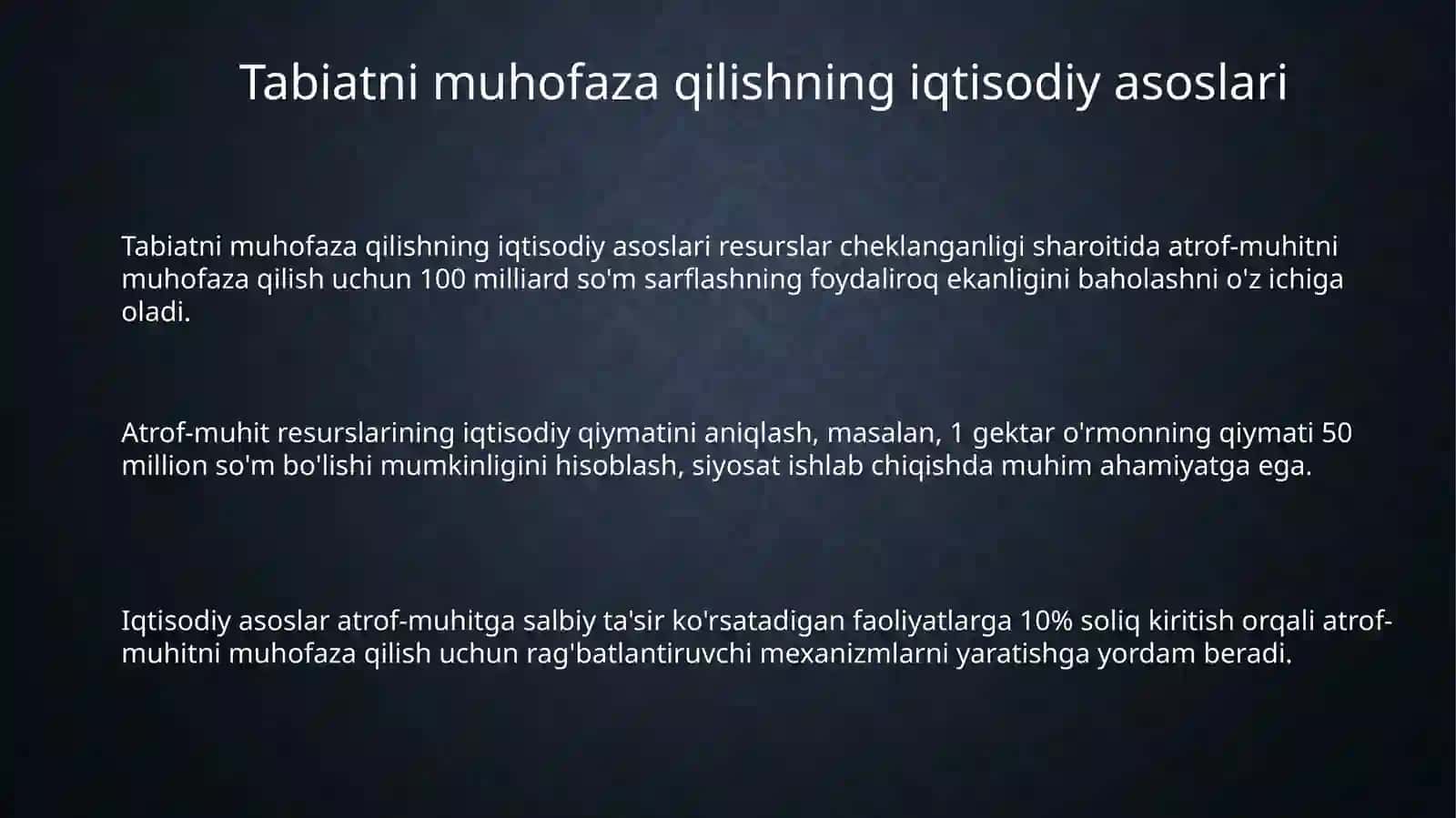 Tabiatni himoyaqilishning iqtisodiy tahlil 3