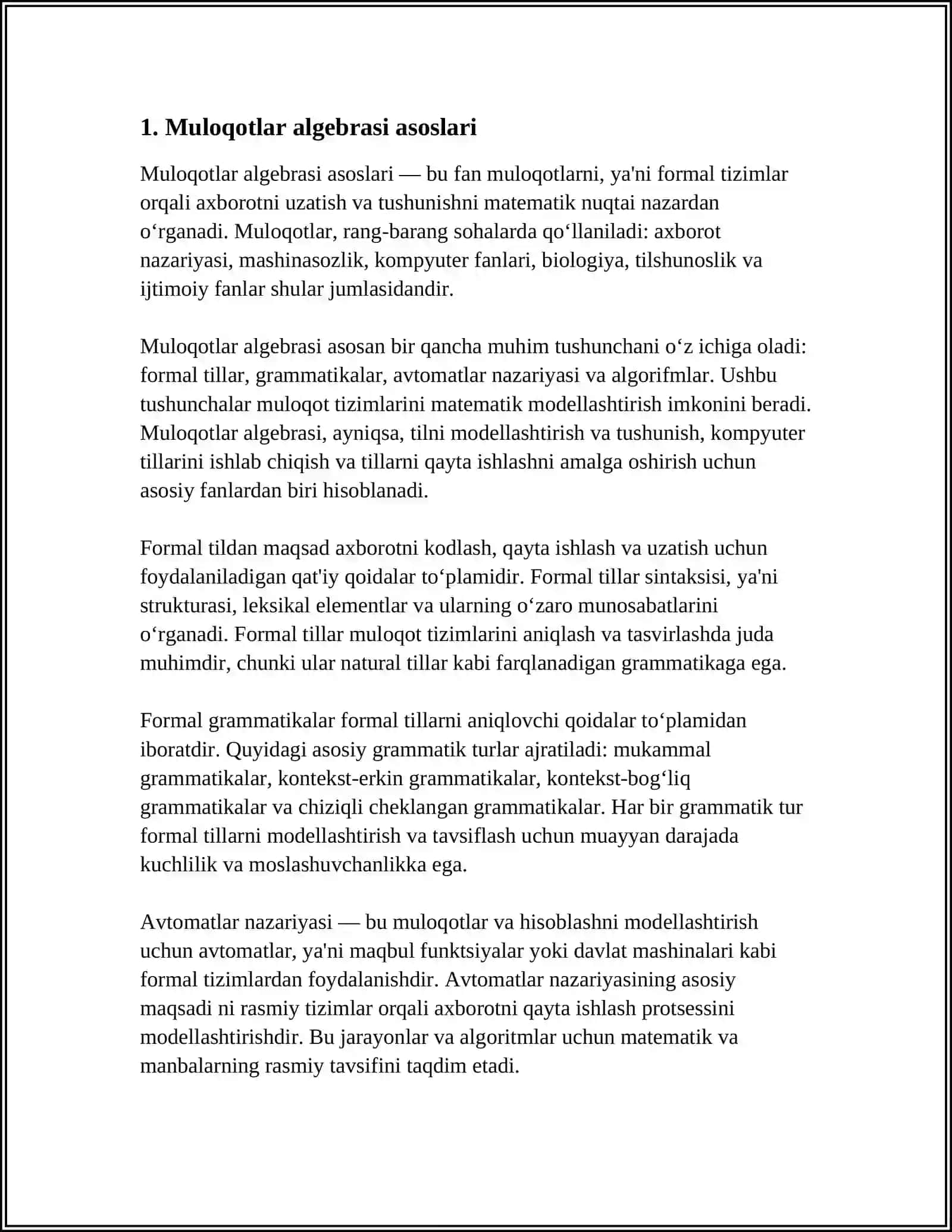 MULOQOTLAR ALGEBRASI 3