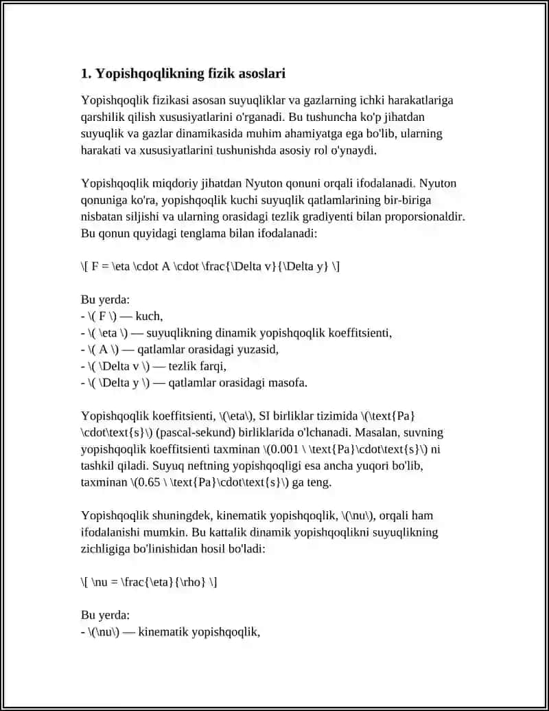 Yopishqoqlik Fizikasi 3