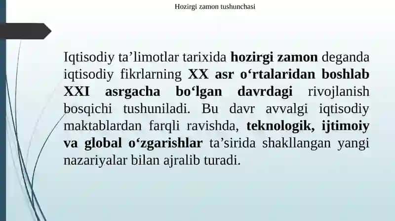 Hozirgizamon iqtisodiy qarashlarievolyutsiyasi 3