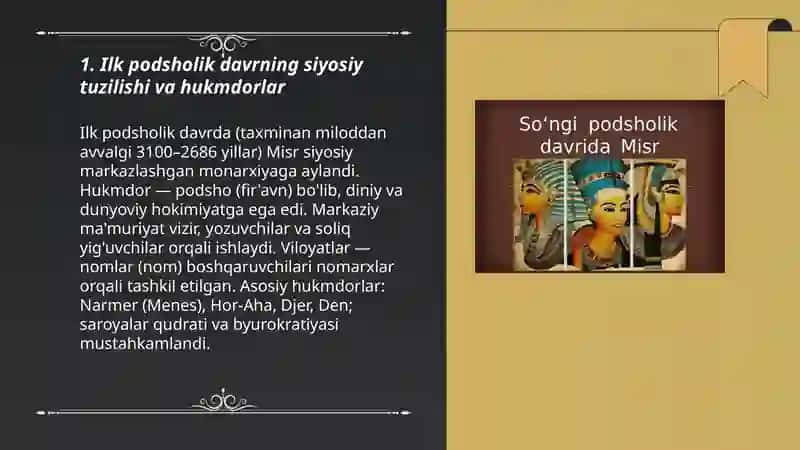 Ilk podsholik davrida Misr davlati 3