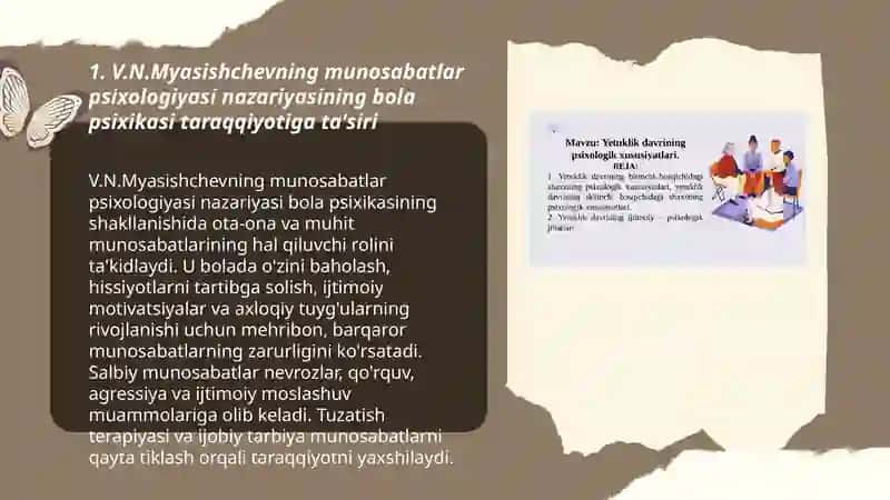 V.N.Myasishchevning munosabatlar psixologiyasida bola psixik taraqqiyoti qonuniyatlarning yoritilishi 3