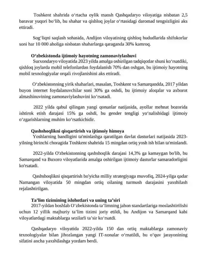 O'zbekiston Respublikasidagi ijtimoiy o'zgarishlar 3