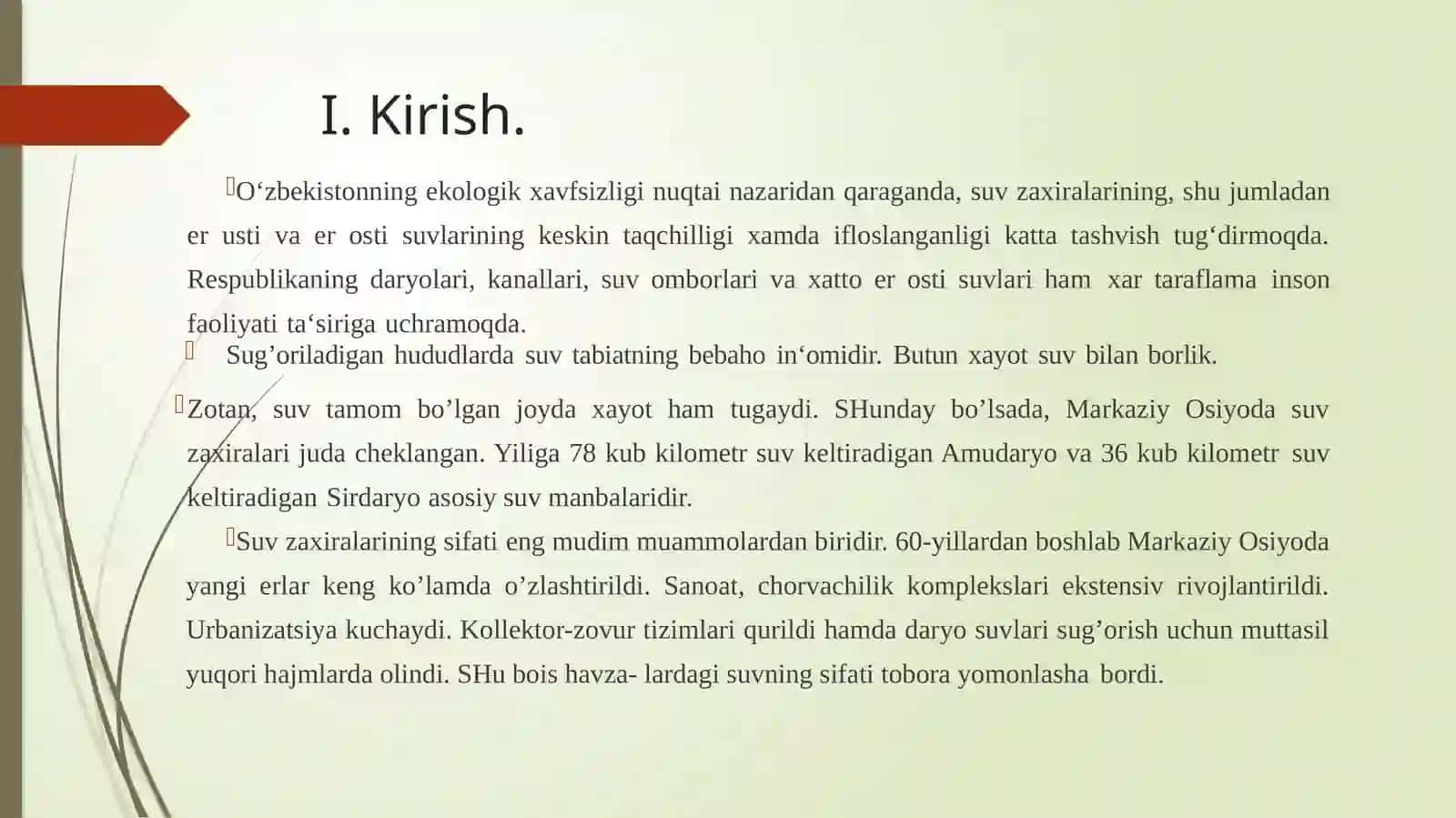 Suv resurslarini muhofaza qilish va ulardan samarali foydalanish 3