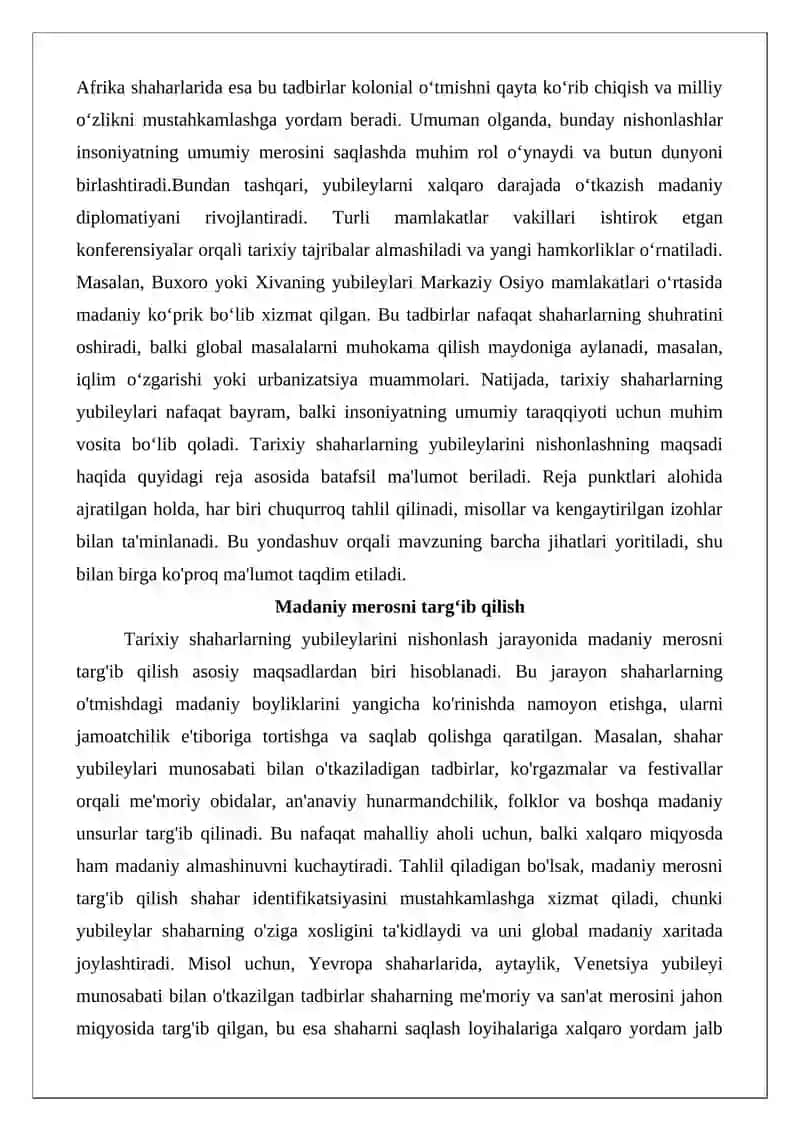 Tarixiy shaharlarning yubileylarini xalqaro miqyosda nishonlash 3