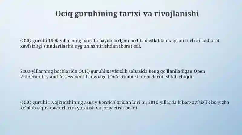 Ociq guruhining kamchiliklari nimalar bilan bogʻliq 3