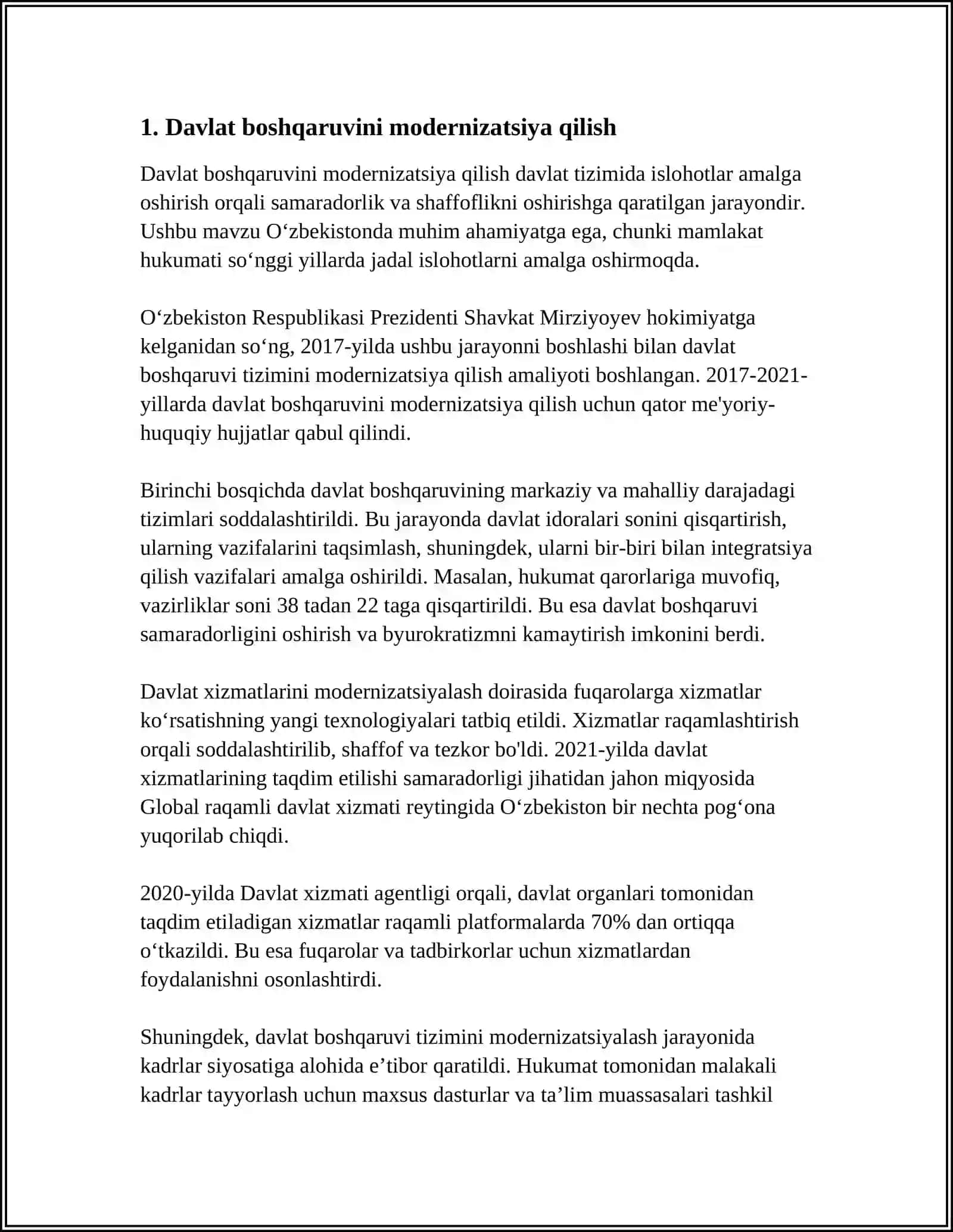 DAVLAT BOSHQARUVI TIZIMIDA ISLOHOTLAR 3
