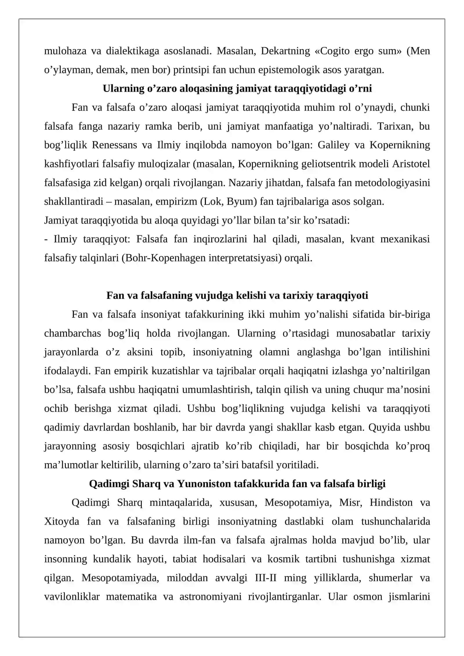 Fan va falsafa o’rtasidagi tarixiy va nazariy bog’liqlik 3