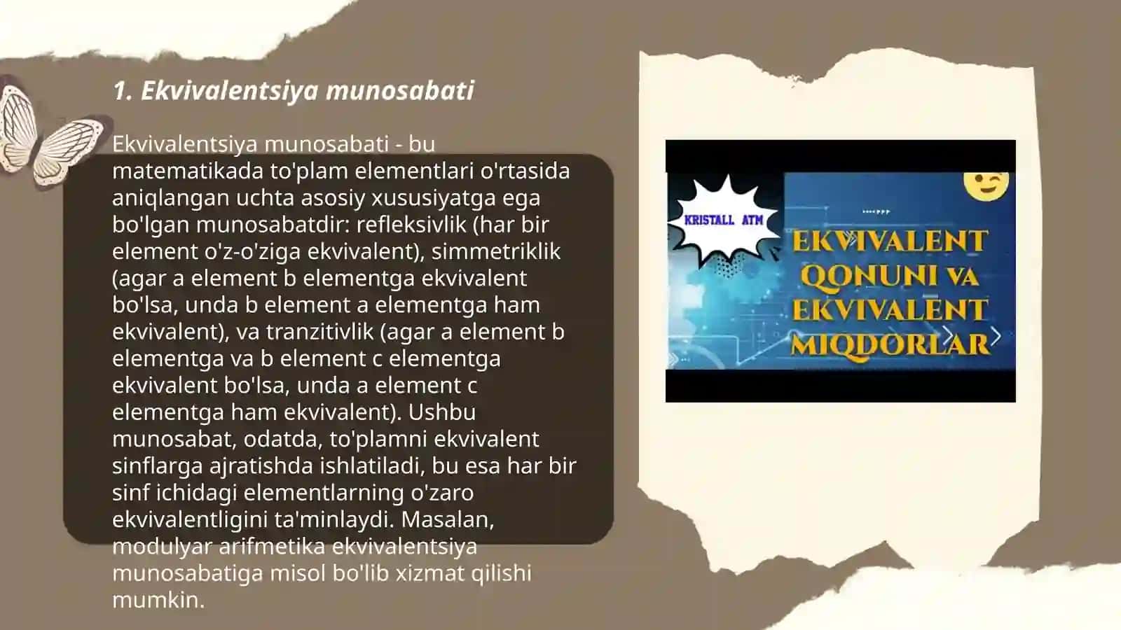 Ekvivaletlik qonuni 3