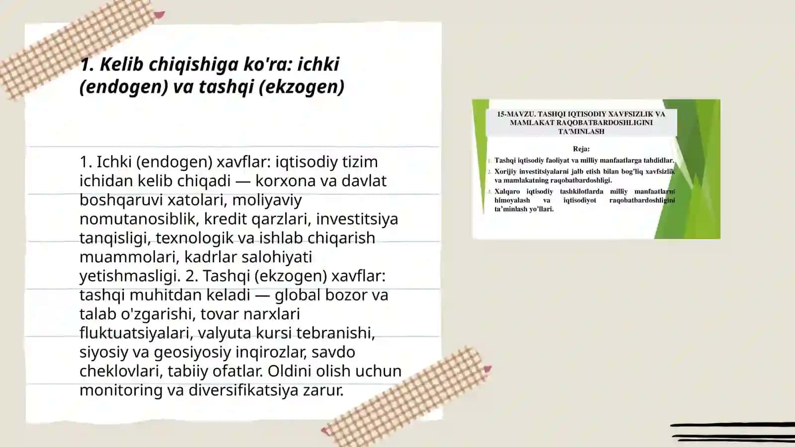 Iqtisodiy xavflarning asosiy tasniflash xususiyatlari 3