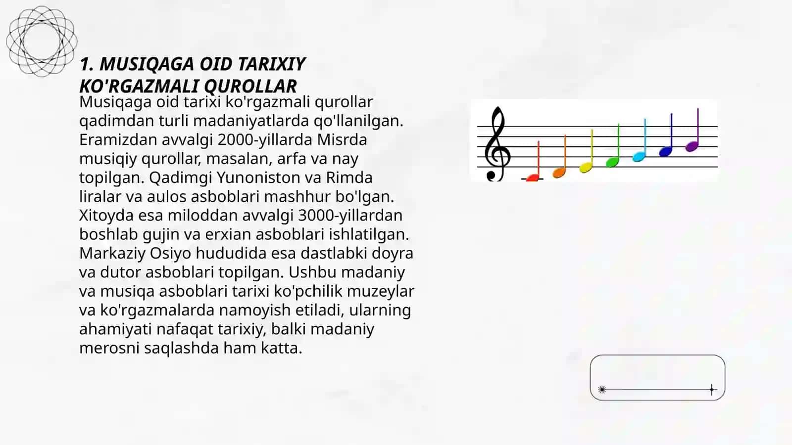 MUSIQAGA OID KOʻRGAZMALI QUROLLAR DOIRASIDA TAWDIMOT TAYYORLASH 3