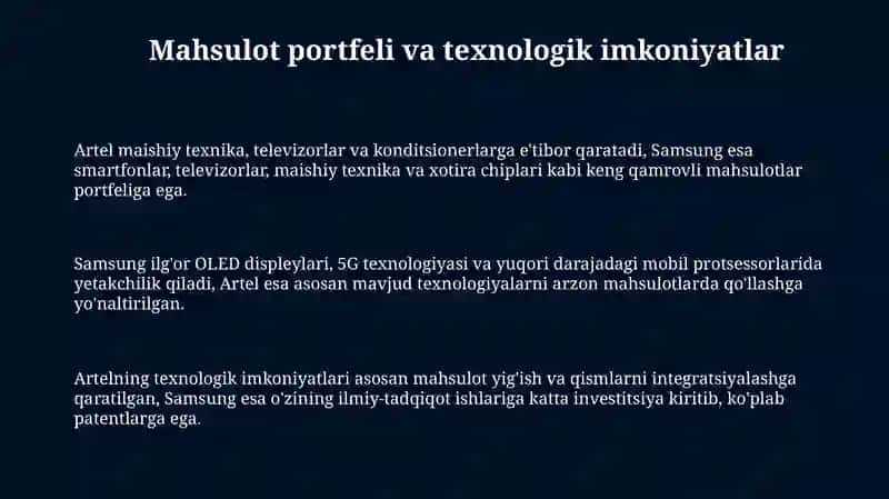 Mahsulot portfeli va texnologik imkoniyatlar 3