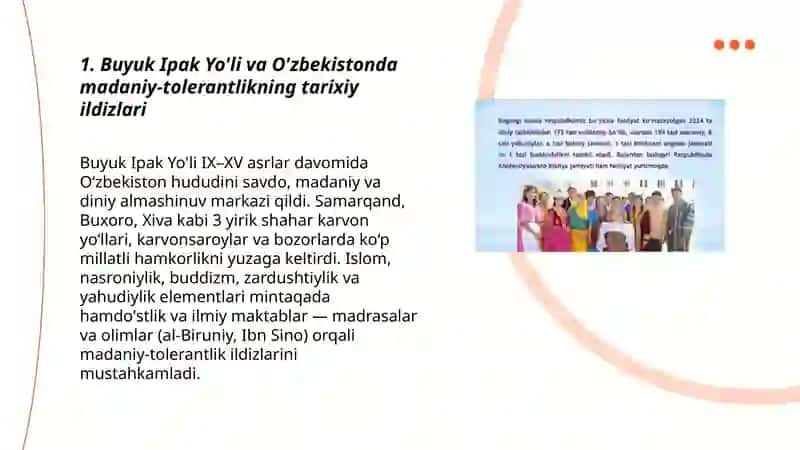 O'zbekistonda tolerantlik va millatlararo totuvlikning ta'minlashning tarixiy ildizlari va demokratik asoslari 3