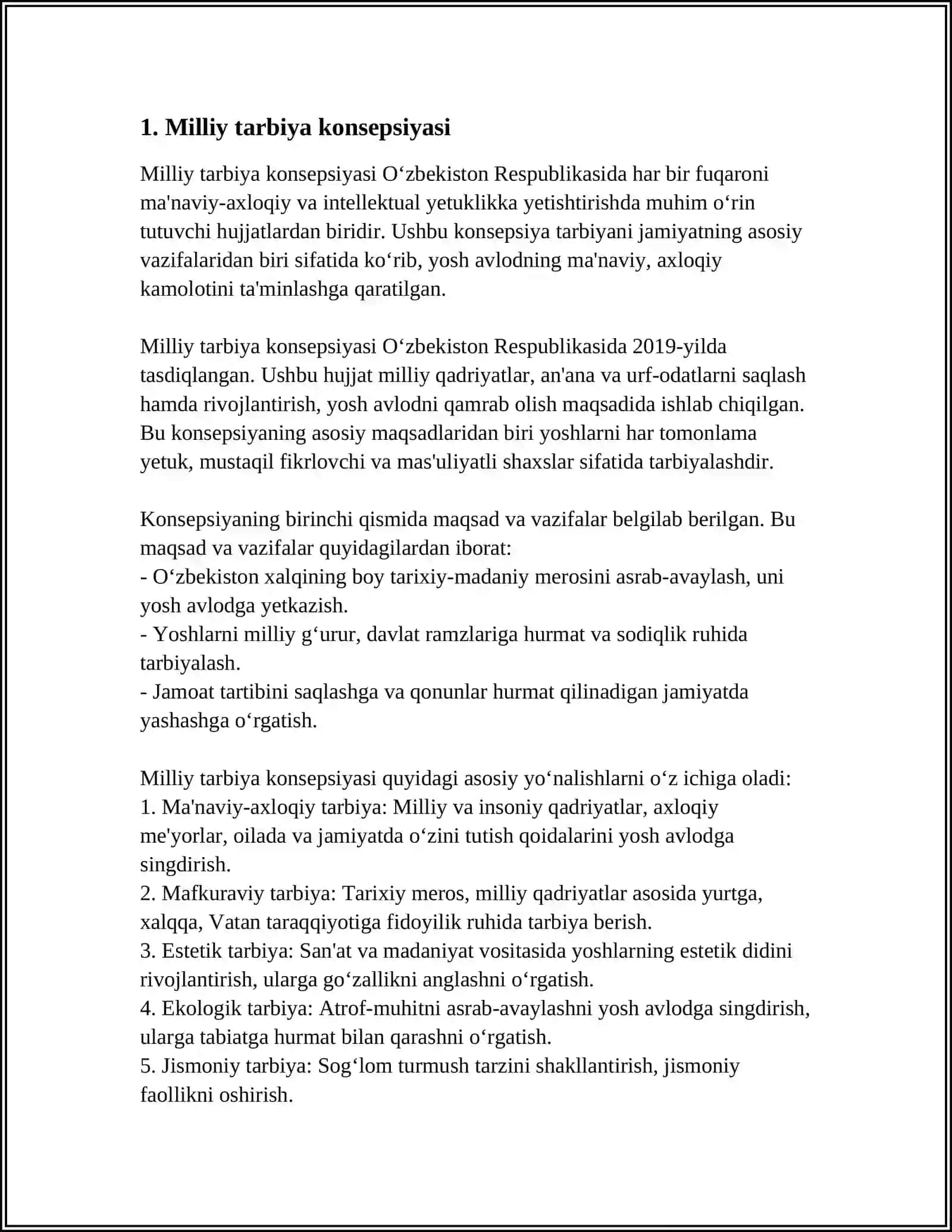 RIVOJLANGAN MAMLAKATLARDA MILLIY TARBIYA DA'STU'RLERI "TARBIYA" FANINING MAZMUNINI BELGILOVCHI MEYYORIY HUJJATLAR 3