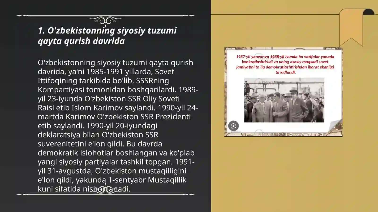 "Qayta qurish" yillarida O'zbekiston ijtimoiy siyosiy vaziyat 3