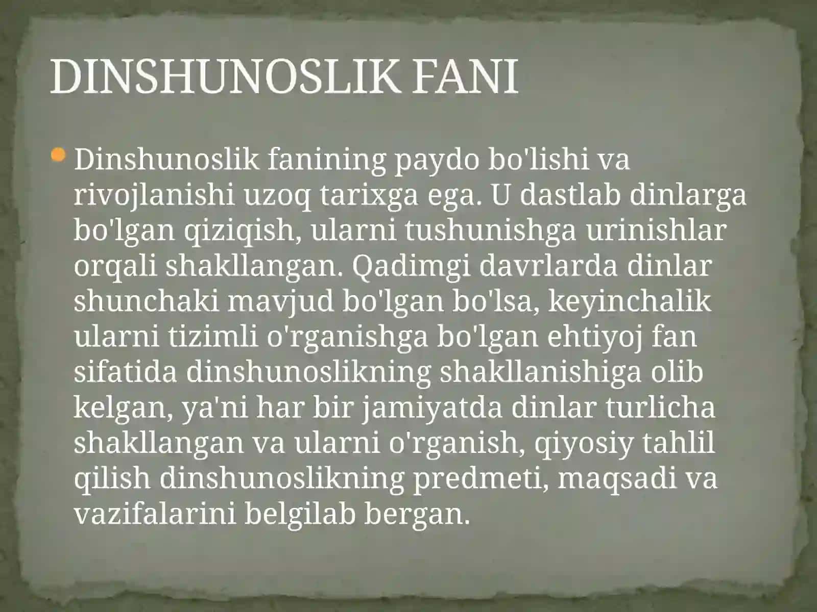 DINSHUNOSLIK FANINING PREDMETI, MAQSADI VA VAZIFALARI 3