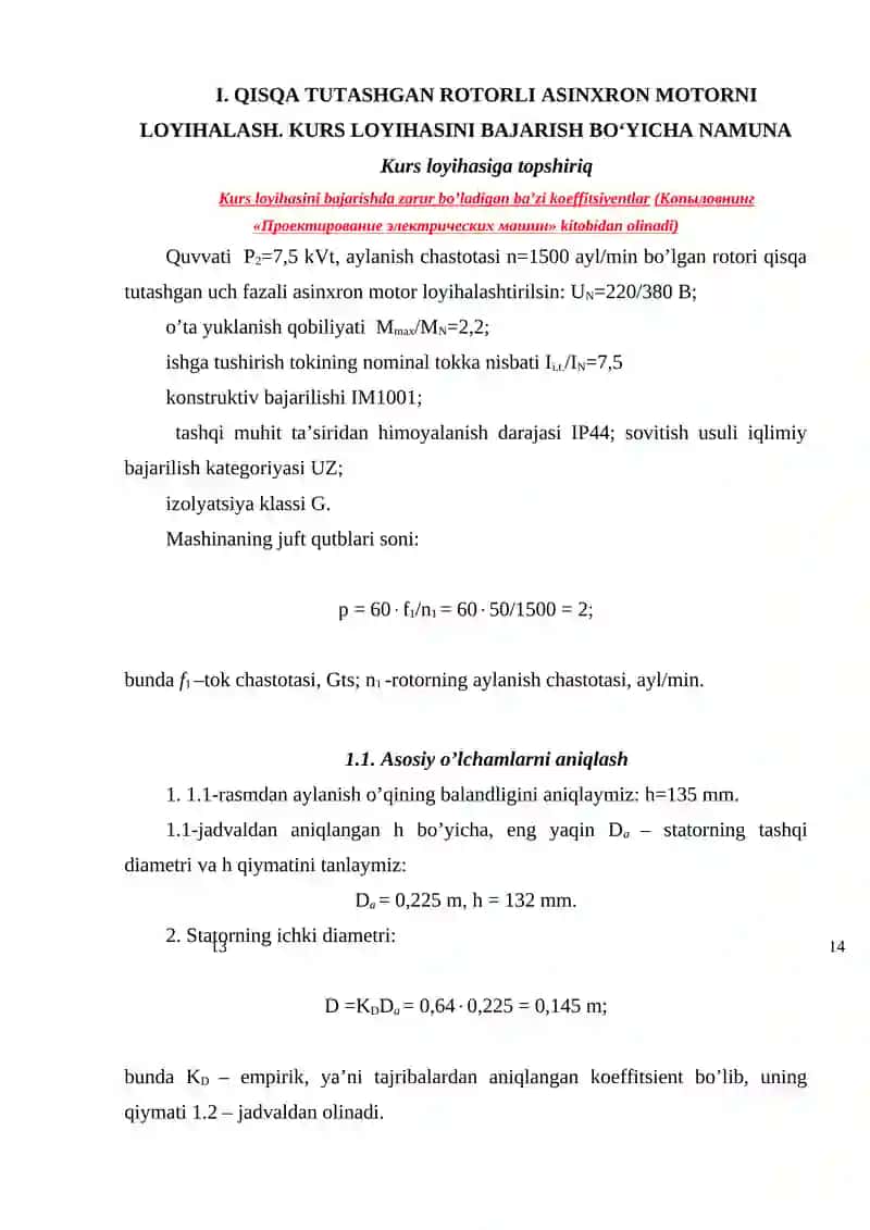Elektr mashinalari fanidan kurs loyihasi 3