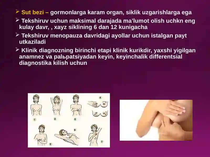 Sut bezlarini diagnostik tekshiruvusullari va kasalliklari 3