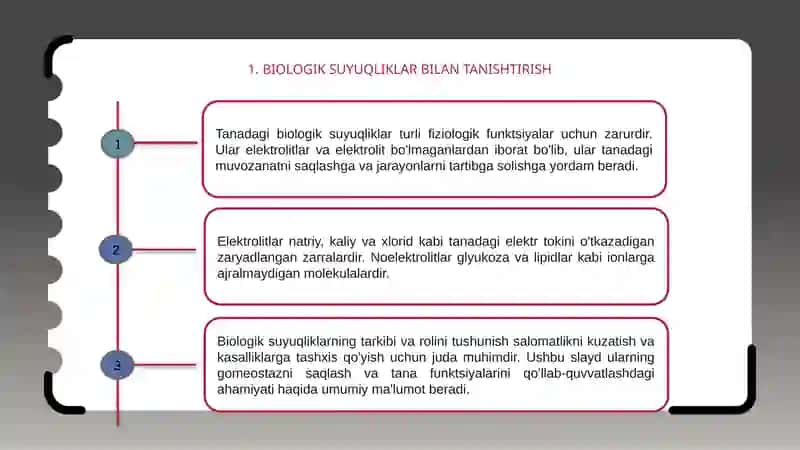 Organizmning biologik suyukliklari elektrolit va noelektrolitlar eritmalari sifatida 3