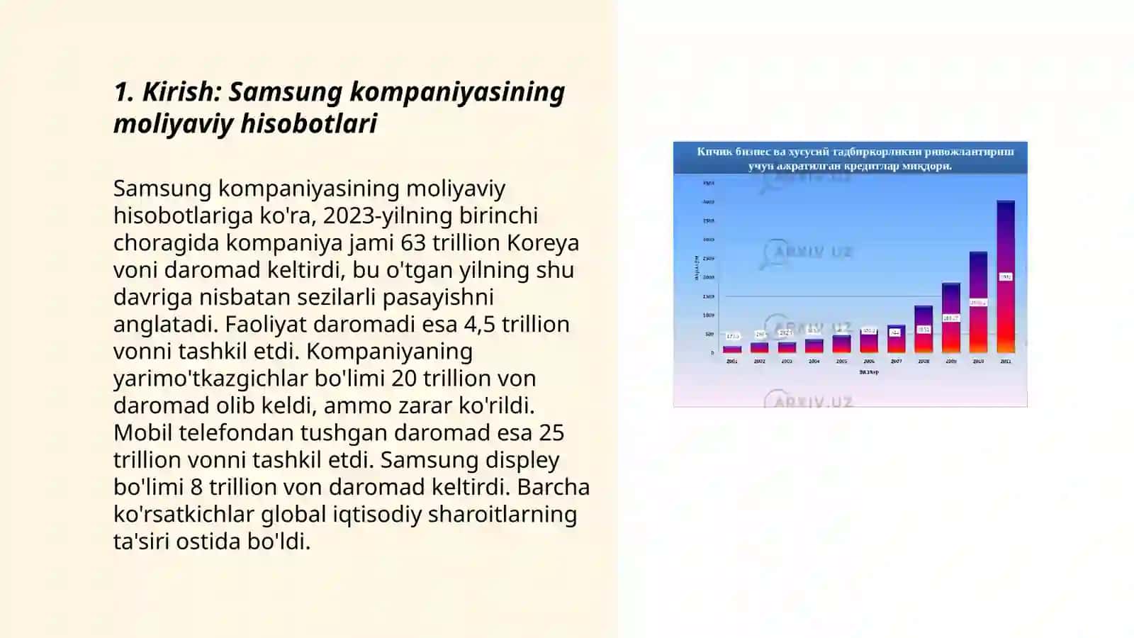 Samsung kompaniyasining faoliyati haqida moliyaviy hisobot 3