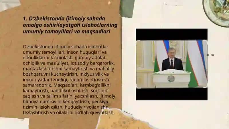 Oʻzbekistonda ishtimoiy soxada amalga oshirilayotgan oʻzgarishlar mazmun mohiyati! 3