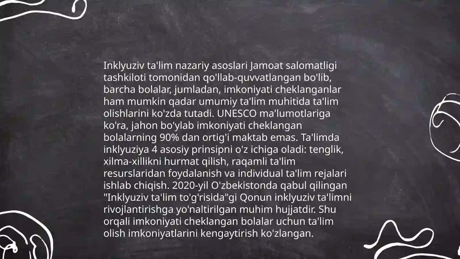 Inklyuziv ta’limni davlatimizda, xorijiy davlatlarda nazariy va amaliy jihatdan qo‘llab-quvvatlanishi 3
