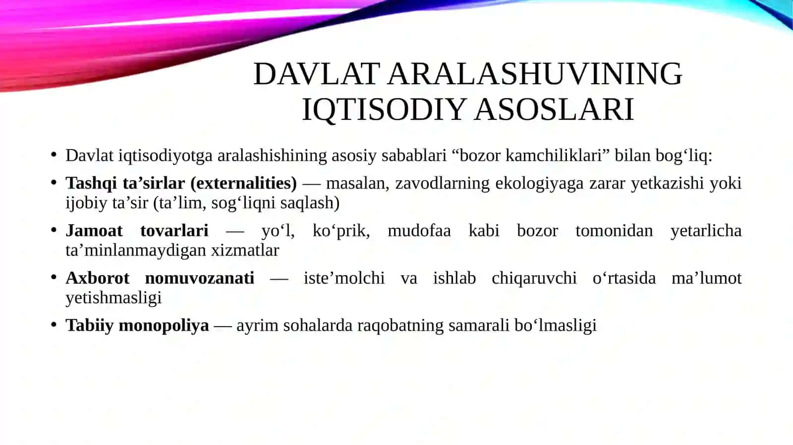 Iqtisodiy faoliyatni davlat tomonidan tartibga solinishi 3