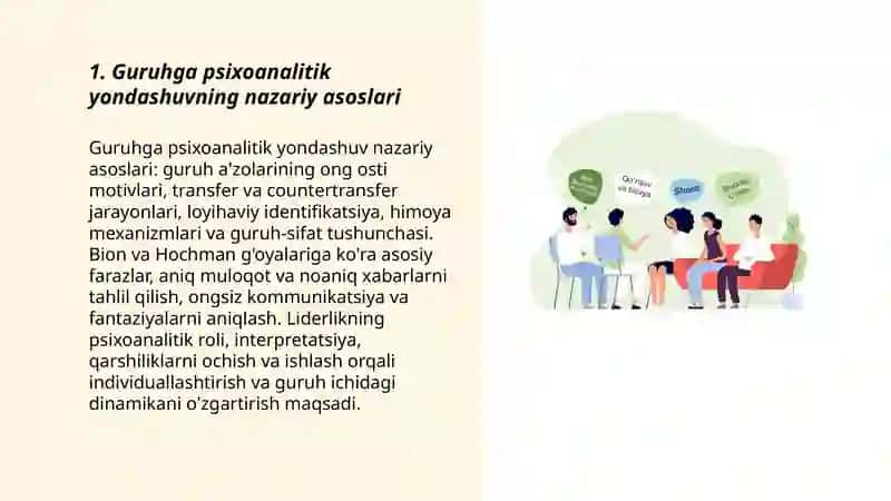 Guruhga psixoanalitik yondashuvning nazariy asoslari 3