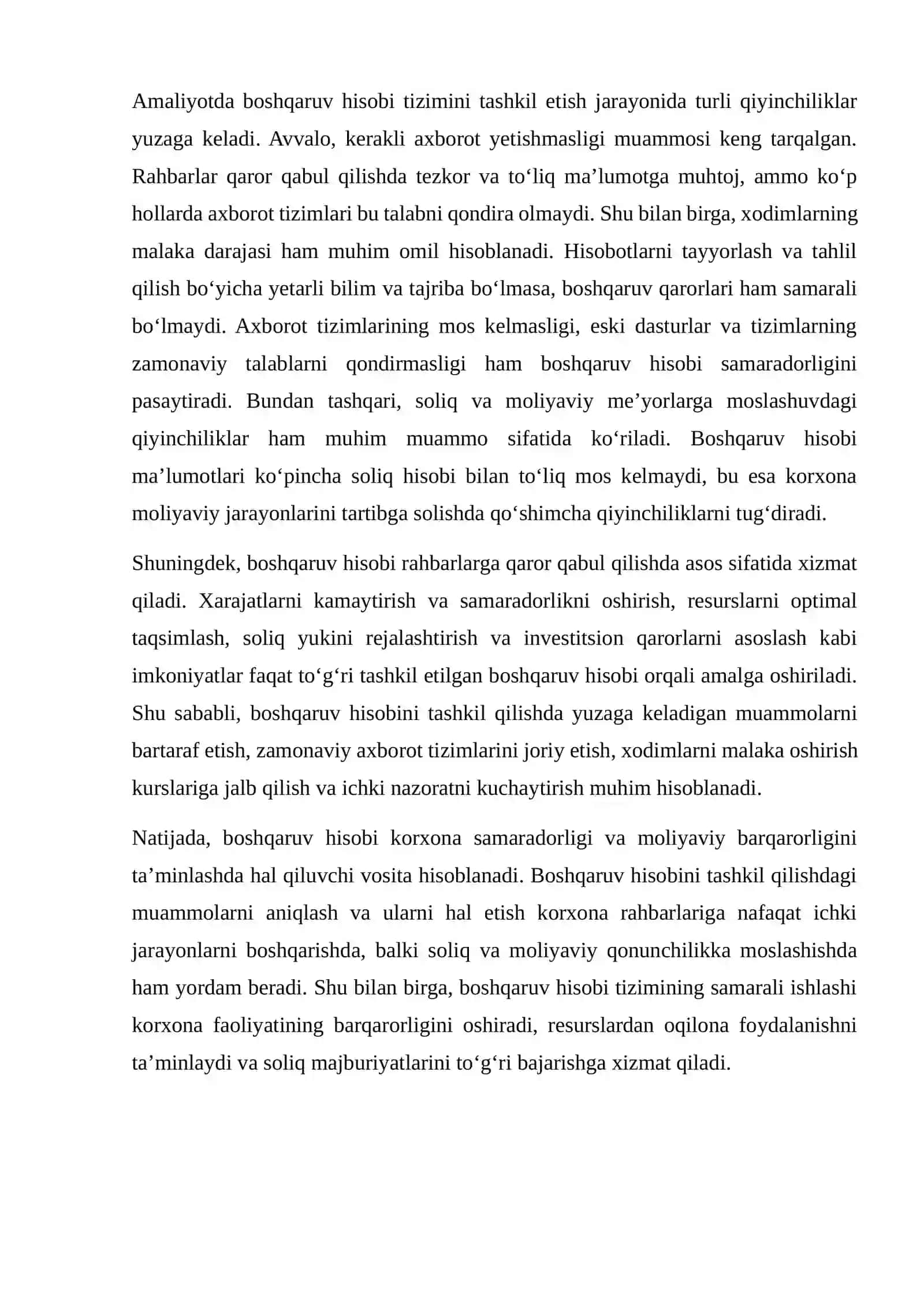 Boshqaruv hisobini tashkil qilish muammolari 3