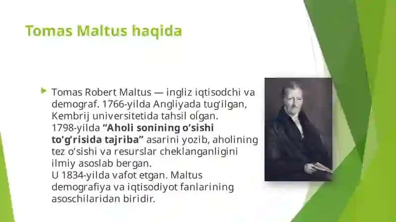 Tomas Maltusning o‘sishi haqida qonun 3